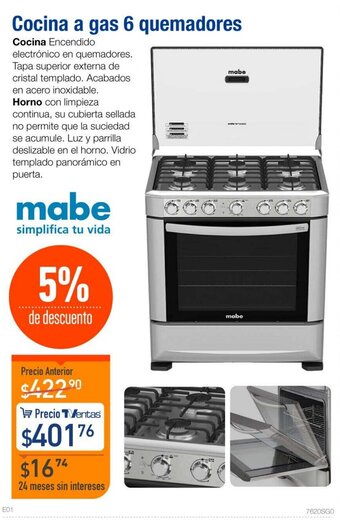 TVentas Cocina a Gas 6 Quemadores oferta