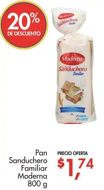 Supermaxi Pan Sanduchero Familiar Moderna 800g oferta