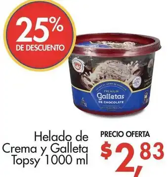 Supermaxi Helado de Crema y Galleta Topsy 1000ml oferta