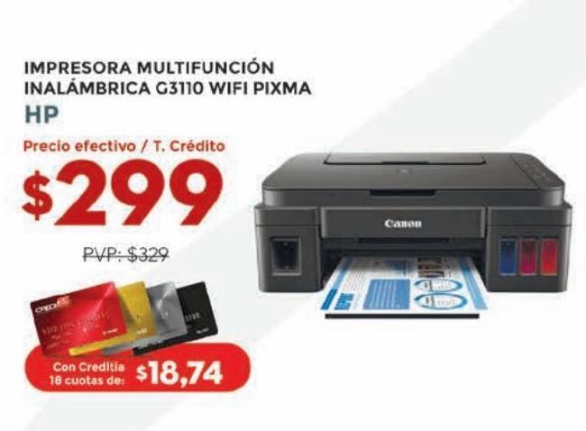 Impresora multifunción hp g3110 wifi pixma oferta en Tia