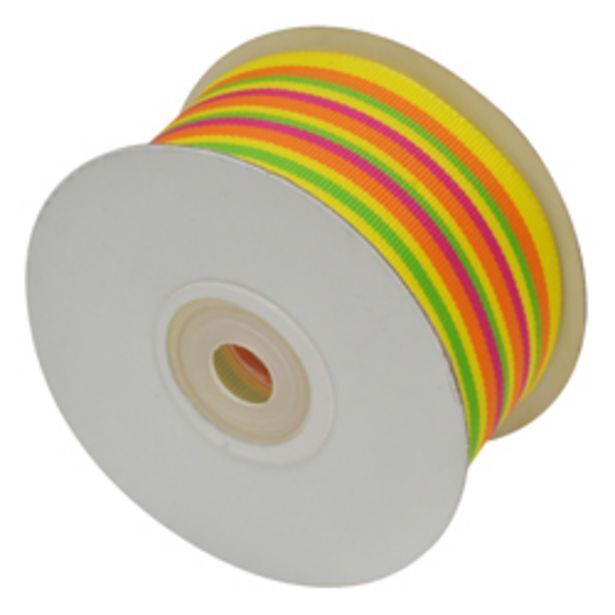 Boyacá Cinta con rayas amarilla naranja, fucsia y verde de 1.1/2"x10yds oferta