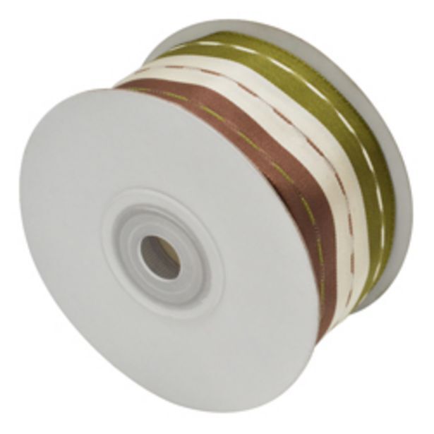 Boyacá Cinta con rayas verde beige y café 1 1/2"x10yds oferta