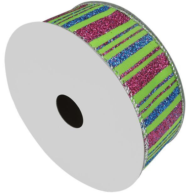 Boyacá Cinta  navideña líneas  verde fucsia azul  1 1/2"x10yds oferta