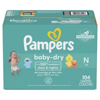 Panales pampers baby dry recien nacido x 104