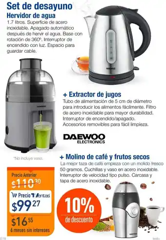 TVentas Set de Desayuno Hervidor de Agua oferta