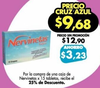 Farmacias Cruz Azul Nervinetas x 15 Tabletas oferta