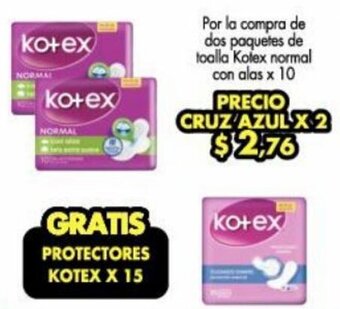 Farmacias Cruz Azul Kotex Normal con Alas x 10 oferta