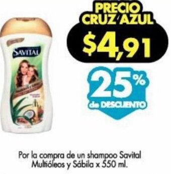 Farmacias Cruz Azul Shampoo Savital Multióleos y Sábila 550ml oferta
