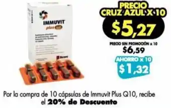 Farmacias Cruz Azul Immuvit Plus Q10 10 Cápsulas oferta