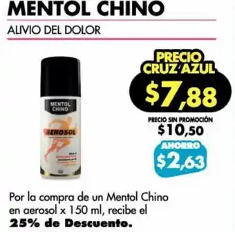 Farmacias Cruz Azul Mentol Chino en Aerosol 150ml oferta
