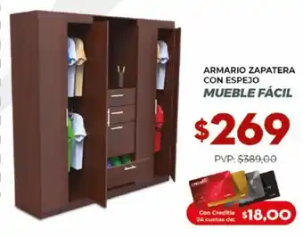 Tia Armario zapatera con espejo mueble fácil oferta