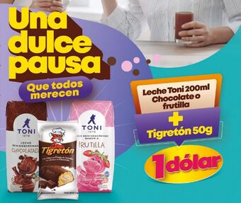 Tia Leche toni 200ml chocolate o frutilla + tigretón 50g oferta