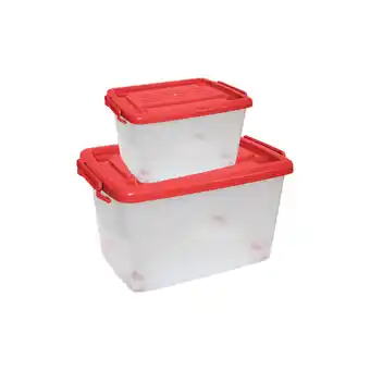Tia Set Guardatodo plástico con ruedas Mediano y Grande Plapasa Rojo oferta