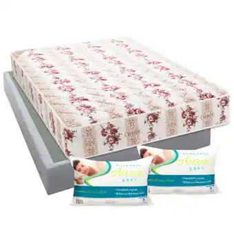 Tia Combo Colchón Imperial 2 plz + 2 Almohadas Aurora + Base gris p/ colchón Zafiro oferta