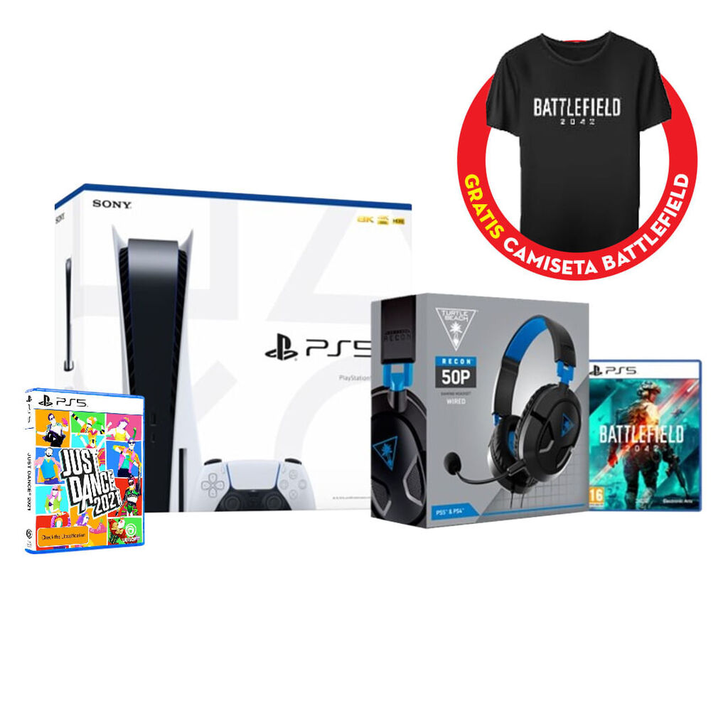 Tia Combo PlayStation5 + Audifonos Turtle Beach + 2 Juegos (GRATIS CAMISETA) + Gratis Camiseta oferta