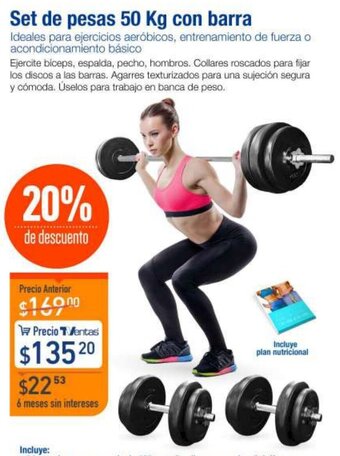 TVentas Set de Pesas 50kg con Barra oferta