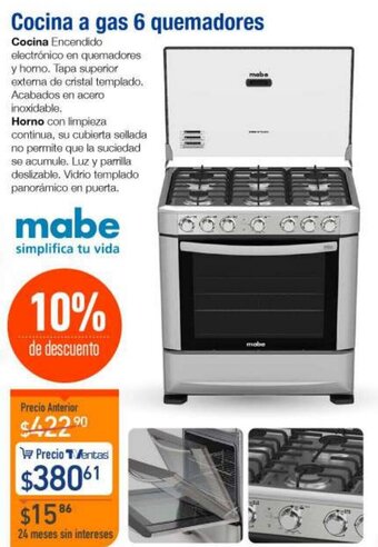 TVentas Mabe Cocina a Gas 6 Quemadores oferta