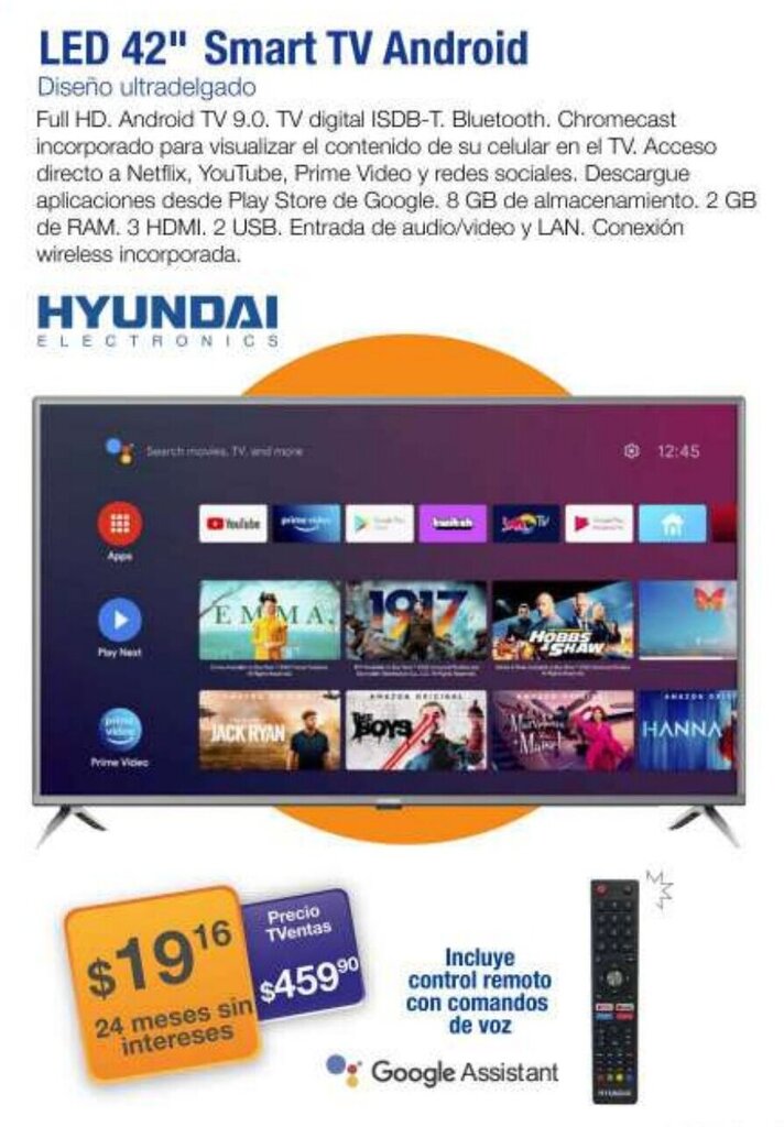 TVentas Hyundai LED Smart TV Android 42" oferta