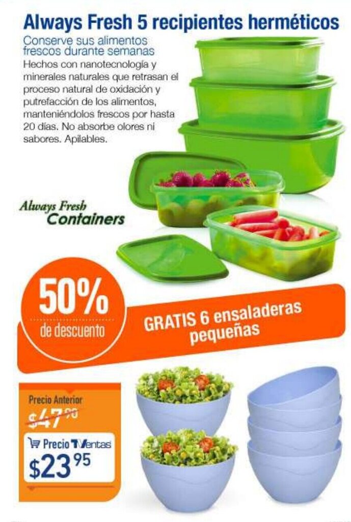 TVentas Always Fresh Containers 5 Recipientes Herméticos oferta
