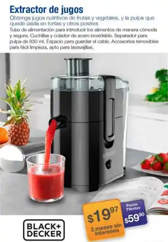 TVentas Black+Decker Extractor de Jugos 830ml oferta