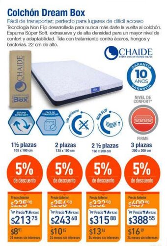 TVentas Chaide Colchón Dream Box 1½ plazas 105 x 190cm oferta