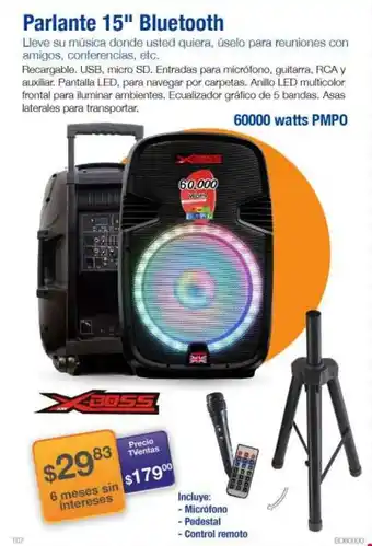 TVentas Xboss Parlante Bluetooth 15" 60000W oferta