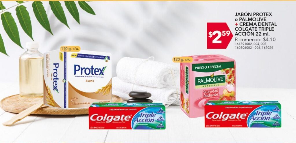 Tia Jabón protex o palmolive + crema dental colgate triple acción 22ml oferta