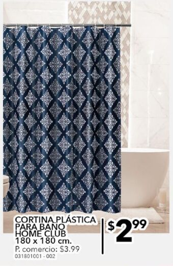 Tia Cortina plástica para baño home club 180 x 180cm oferta