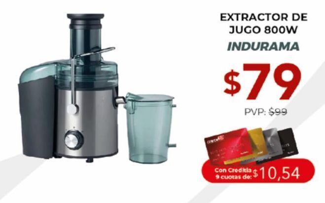 Extractor de jugos 800w indurama oferta en Tia