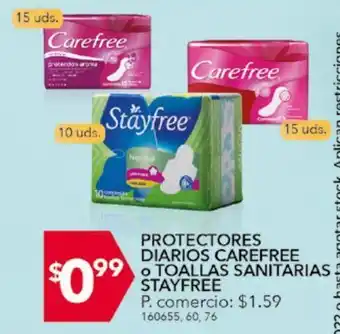 Tia Protectores diarios carefree o toallas sanitarias stayfree oferta