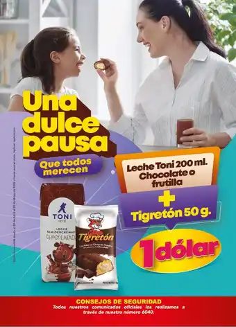 Tia Leche toni 200ml chocolate o frutilla + tigretón 50g oferta