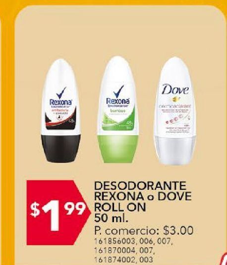 Tia Desodorante rexona o dove rollon x 50 ml oferta