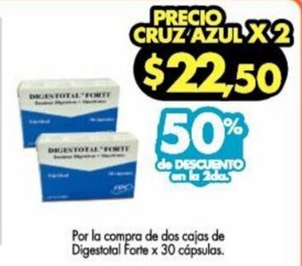 Farmacias Cruz Azul Por la compra de dos cajas de Digestotal Forte x 30 capsulas oferta
