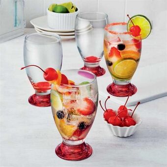 AVON Set x 4 vasos pie rojo oferta