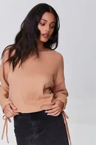 Waffle knit drop-sleeve top