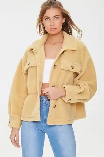 Forever 21 Faux shearling button-front jacket oferta