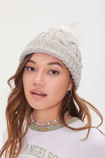 Forever 21 Pom pom cable knit beanie oferta