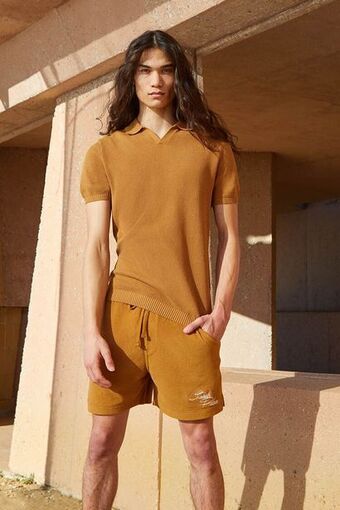 Split-neck polo shirt