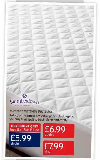 Aldi Slumberdown Summer Mattress Protector offer