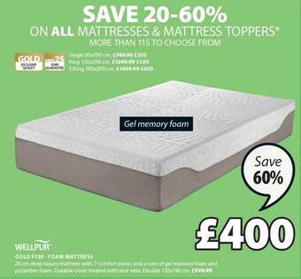 JYSK Gold F130 Foam Mattress offer