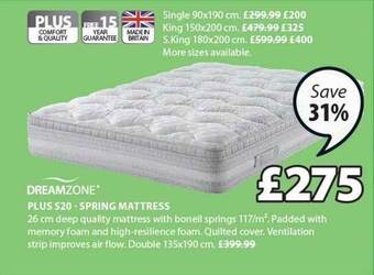 JYSK Plus S20 Spring Mattress offer