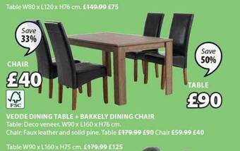 JYSK Vedde Dining Table + Bakkely Dining Chair offer
