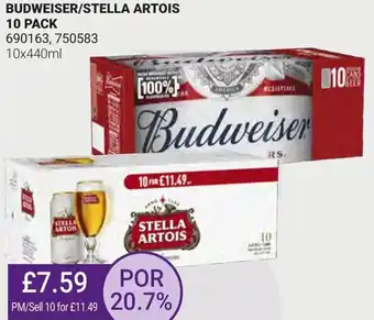 Bestway Budweiser/Stella Artois 10 Pack 690163,750583 10x440 ml offer