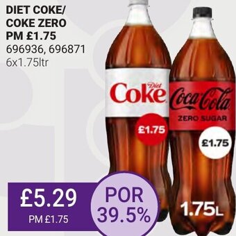 Bestway Diet Coke/Coke Zero PM £1.75 6x1.75ltr offer