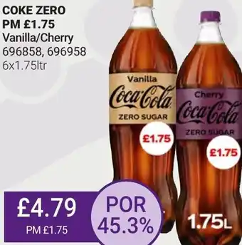 Bestway Coke Zero PM £1.75 Vanilla/Cherry 696858,696958 6x1.75ltr offer