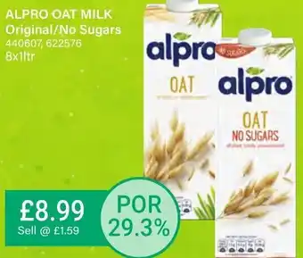 Bestway Alpro Oat Milk Original/No Sugars 440607,622576 8x1ltr offer