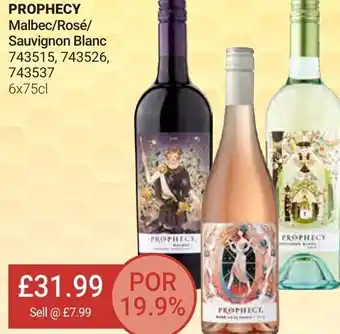 Bestway Prophecy Malbec/Rosé/Sauvignon Blanc 743515,743526,743537 6x75cl offer
