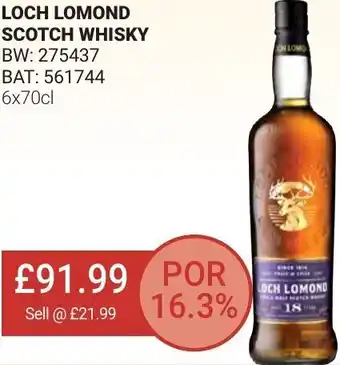 Bestway Loch Lomond Scotch Whisky BW: 275437 BAT: 561744 6x70cl offer