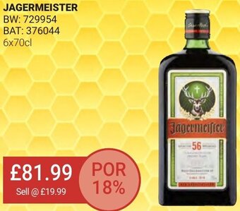 Bestway Jagermeister BW: 729954 BAT: 376044 6x70cl offer