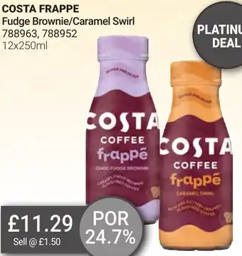 Bestway Costa Frappe Fudge Brownie/ Caramel Swirl 788963,788952 12x250ml offer